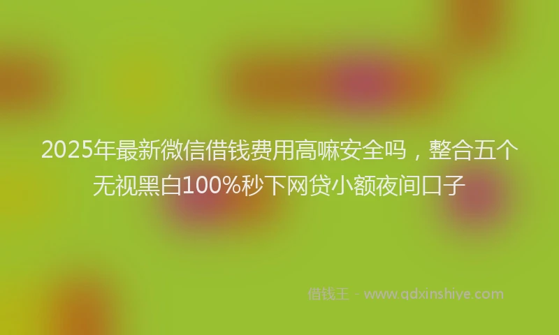 2025年最新微信借钱费用高嘛安全吗，整合五个无视黑白100%秒下网贷小额夜间口子