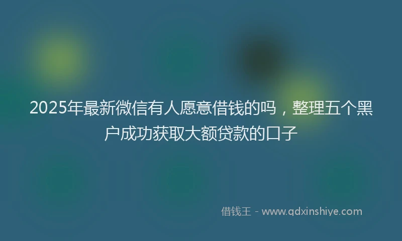 2025年最新微信有人愿意借钱的吗，整理五个黑户成功获取大额贷款的口子