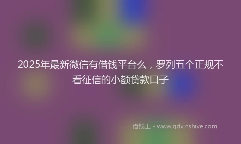 2025年最新微信有借钱平台么，罗列五个正规不看征信的小额贷款口子