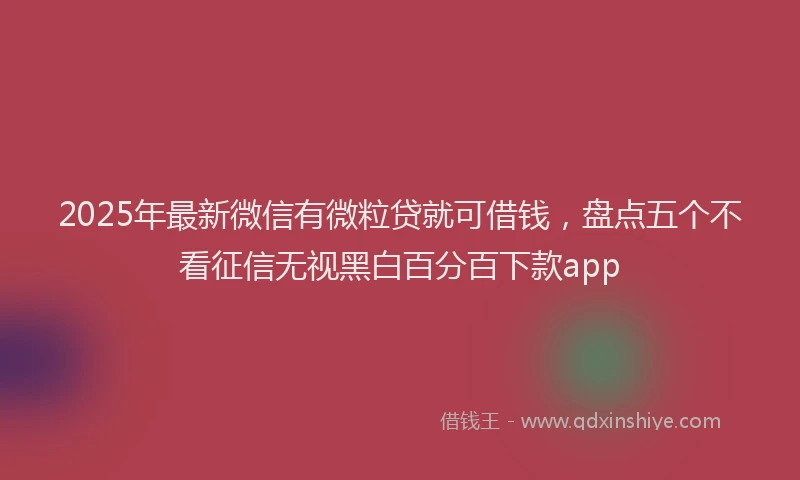 2025年最新微信有微粒贷就可借钱，盘点五个不看征信无视黑白百分百下款app