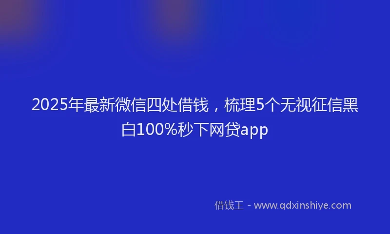2025年最新微信四处借钱，梳理5个无视征信黑白100%秒下网贷app