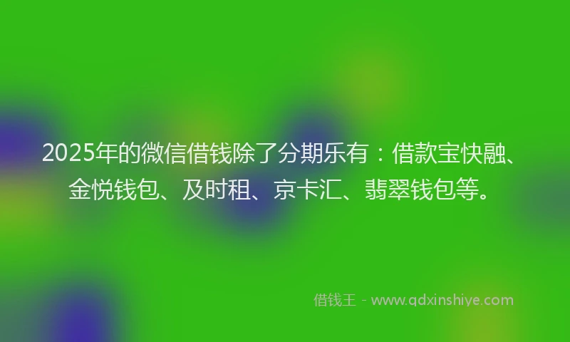 2025年的微信借钱除了分期乐有：借款宝快融、金悦钱包、及时租、京卡汇、翡翠钱包等。