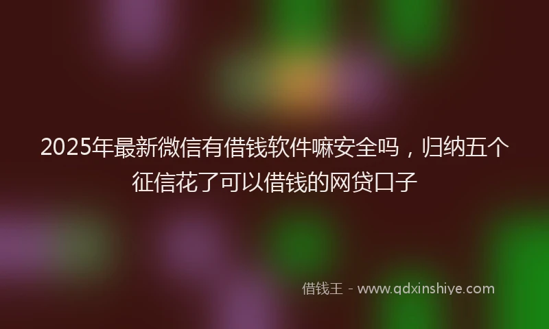 2025年最新微信有借钱软件嘛安全吗，归纳五个征信花了可以借钱的网贷口子