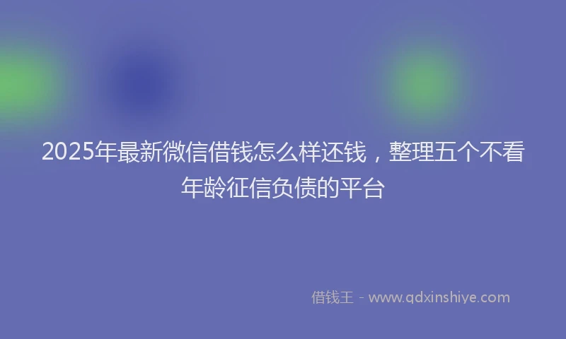 2025年最新微信借钱怎么样还钱，整理五个不看年龄征信负债的平台
