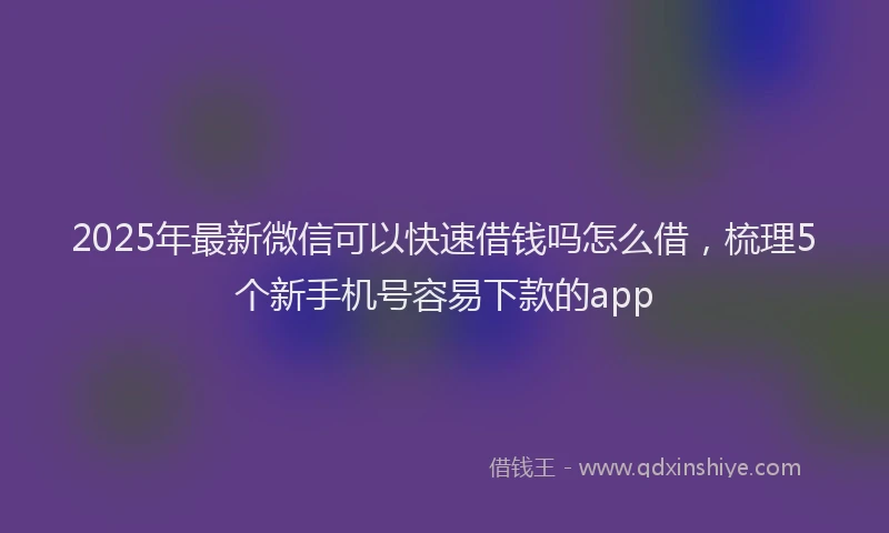 2025年最新微信可以快速借钱吗怎么借，梳理5个新手机号容易下款的app
