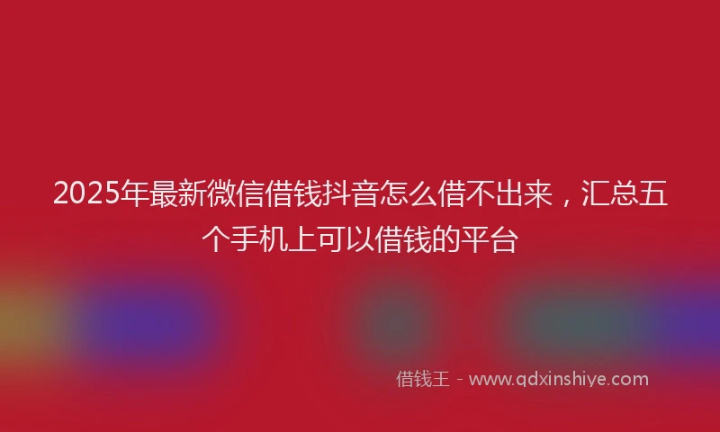 2025年最新微信借钱抖音怎么借不出来，汇总五个手机上可以借钱的平台