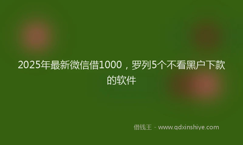 2025年最新微信借1000，罗列5个不看黑户下款的软件