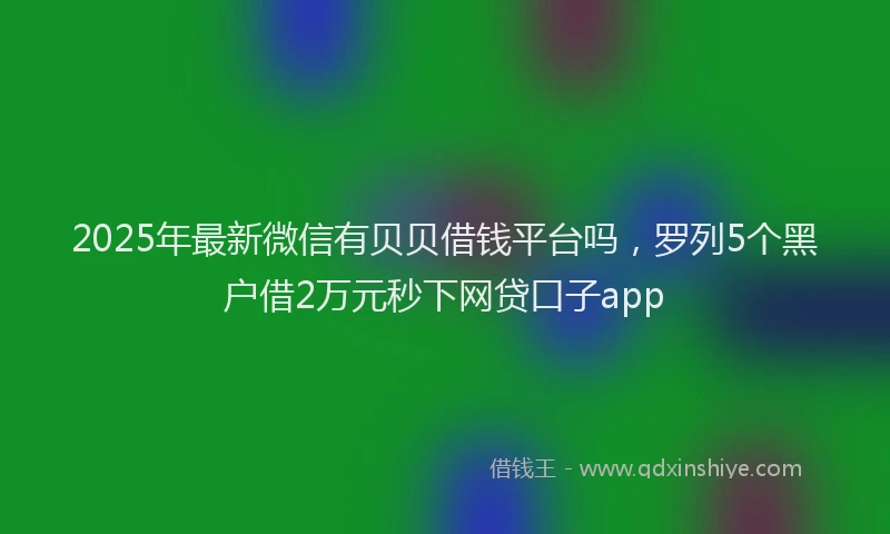 2025年最新微信有贝贝借钱平台吗，罗列5个黑户借2万元秒下网贷口子app