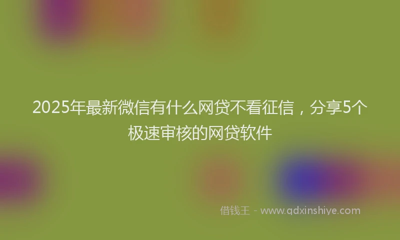 2025年最新微信有什么网贷不看征信，分享5个极速审核的网贷软件