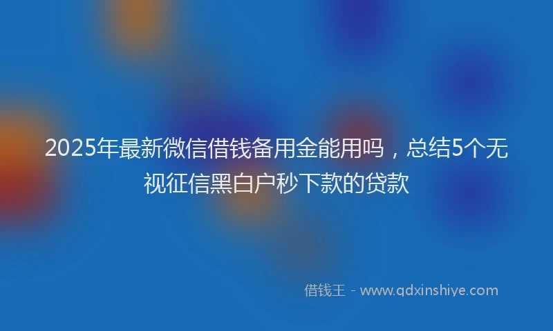 2025年最新微信借钱备用金能用吗，总结5个无视征信黑白户秒下款的贷款