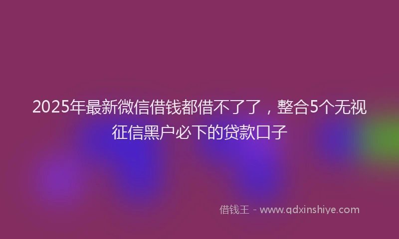 2025年最新微信借钱都借不了了，整合5个无视征信黑户必下的贷款口子