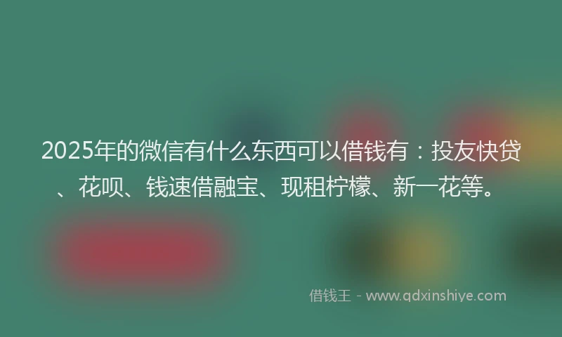 2025年的微信有什么东西可以借钱有：投友快贷、花呗、钱速借融宝、现租柠檬、新一花等。
