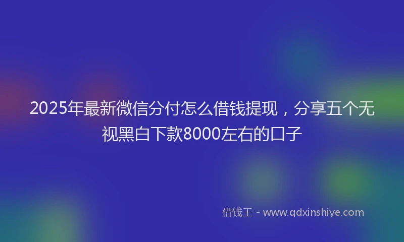 2025年最新微信分付怎么借钱提现，分享五个无视黑白下款8000左右的口子