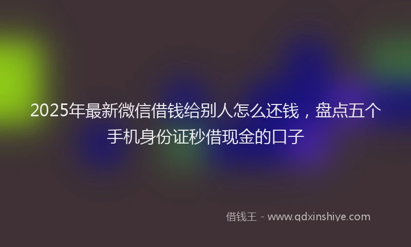 2025年最新微信借钱给别人怎么还钱，盘点五个手机身份证秒借现金的口子
