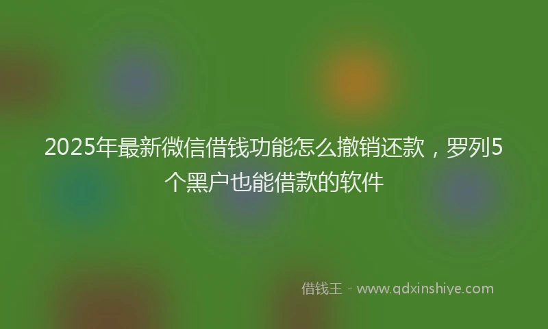 2025年最新微信借钱功能怎么撤销还款，罗列5个黑户也能借款的软件