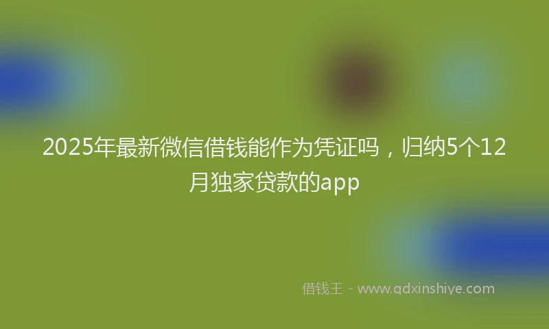 2025年最新微信借钱能作为凭证吗，归纳5个12月独家贷款的app