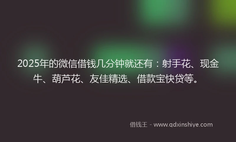 2025年的微信借钱几分钟就还有：射手花、现金牛、葫芦花、友佳精选、借款宝快贷等。