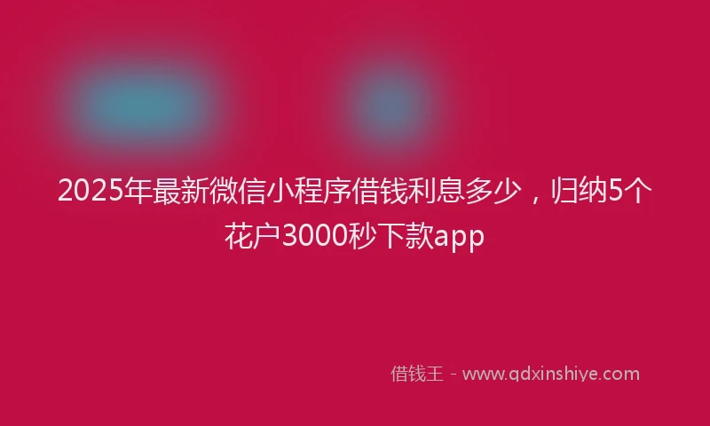 2025年最新微信小程序借钱利息多少，归纳5个花户3000秒下款app