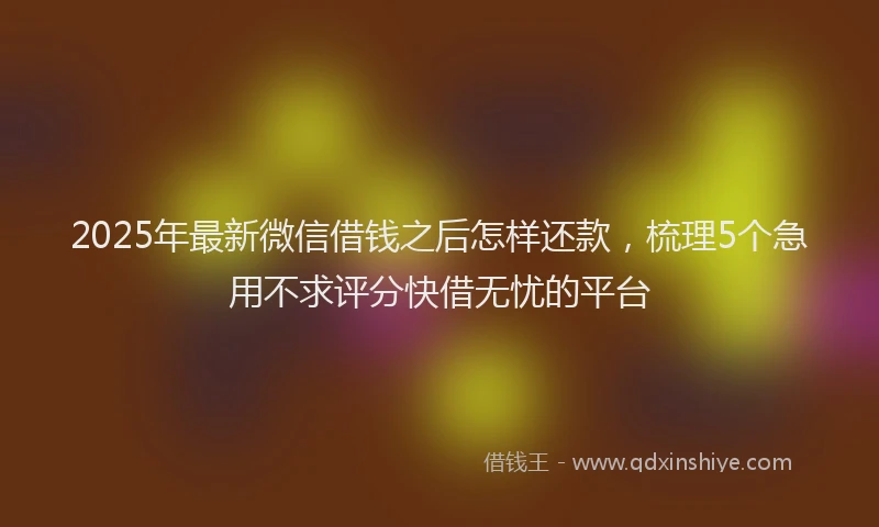 2025年最新微信借钱之后怎样还款，梳理5个急用不求评分快借无忧的平台