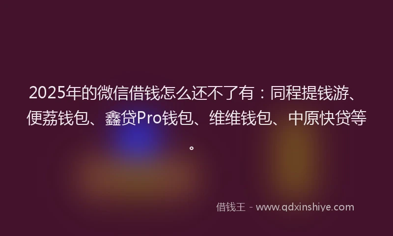 2025年的微信借钱怎么还不了有：同程提钱游、便荔钱包、鑫贷Pro钱包、维维钱包、中原快贷等。
