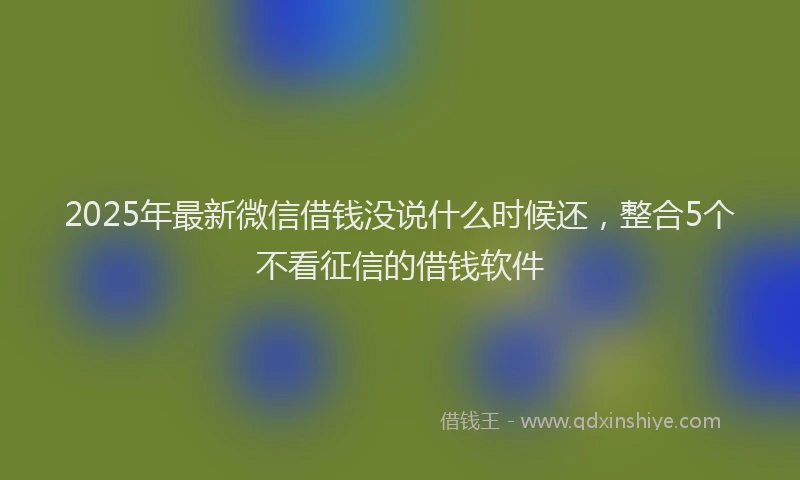 2025年最新微信借钱没说什么时候还，整合5个不看征信的借钱软件