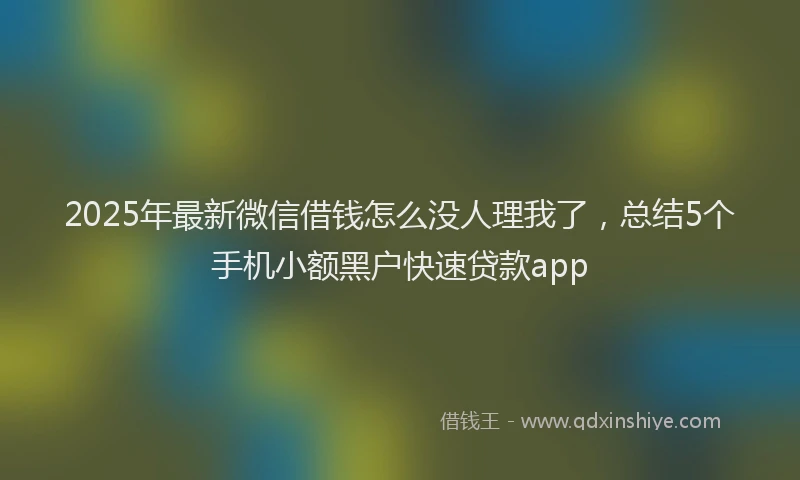 2025年最新微信借钱怎么没人理我了，总结5个手机小额黑户快速贷款app