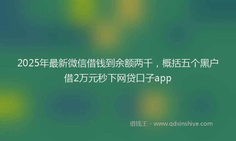 2025年最新微信借钱到余额两千，概括五个黑户借2万元秒下网贷口子app