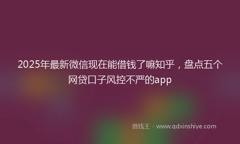 2025年最新微信现在能借钱了嘛知乎，盘点五个网贷口子风控不严的app