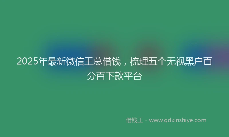 2025年最新微信王总借钱，梳理五个无视黑户百分百下款平台