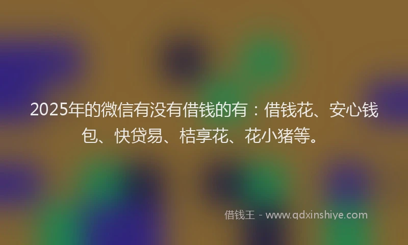 2025年的微信有没有借钱的有：借钱花、安心钱包、快贷易、桔享花、花小猪等。