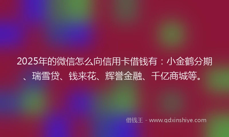 2025年的微信怎么向信用卡借钱有：小金鹤分期、瑞雪贷、钱来花、辉誉金融、千亿商城等。