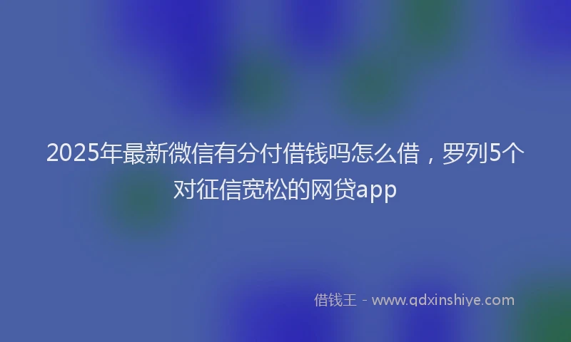 2025年最新微信有分付借钱吗怎么借，罗列5个对征信宽松的网贷app