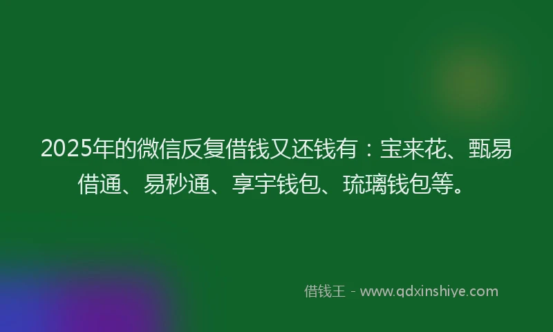 2025年的微信反复借钱又还钱有：宝来花、甄易借通、易秒通、享宇钱包、琉璃钱包等。