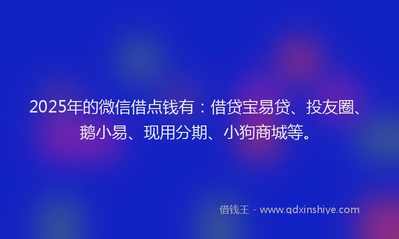 2025年的微信借点钱有：借贷宝易贷、投友圈、鹅小易、现用分期、小狗商城等。