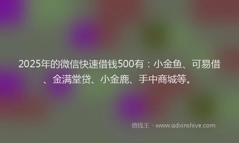 2025年的微信快速借钱500有：小金鱼、可易借、金满堂贷、小金鹿、手中商城等。