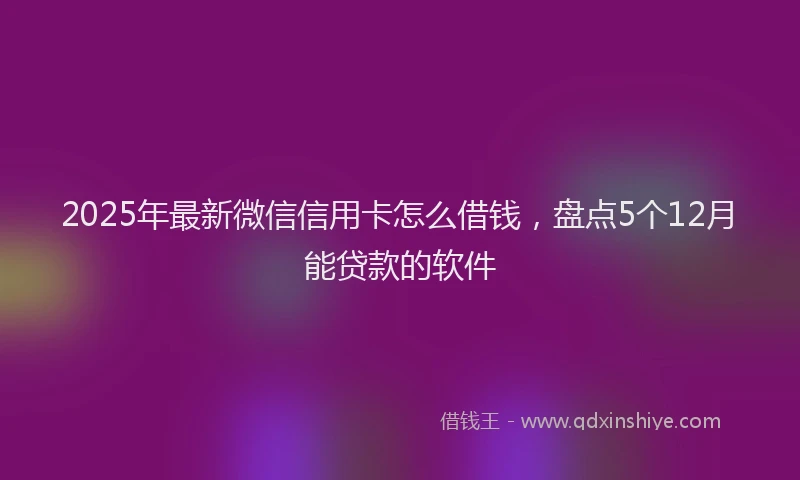 2025年最新微信信用卡怎么借钱，盘点5个12月能贷款的软件