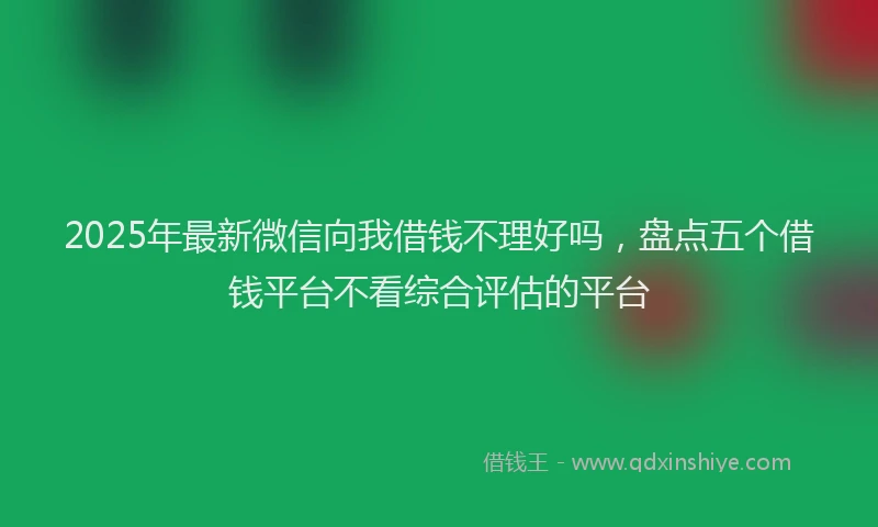 2025年最新微信向我借钱不理好吗，盘点五个借钱平台不看综合评估的平台