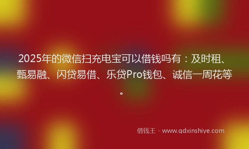 2025年的微信扫充电宝可以借钱吗有：及时租、甄易融、闪贷易借、乐贷Pro钱包、诚信一周花等。