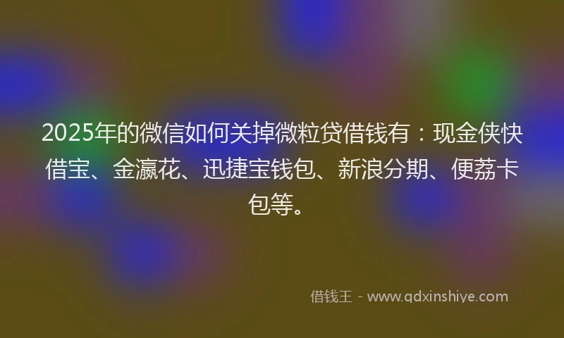 2025年的微信如何关掉微粒贷借钱有：现金侠快借宝、金瀛花、迅捷宝钱包、新浪分期、便荔卡包等。