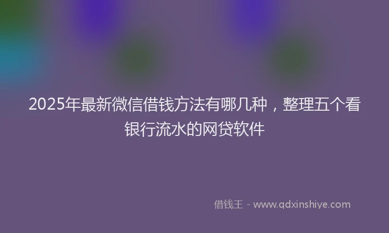 2025年最新微信借钱方法有哪几种，整理五个看银行流水的网贷软件