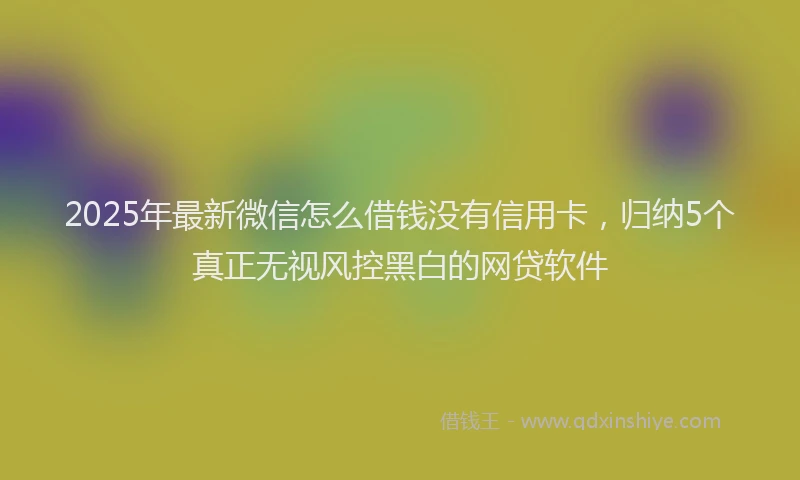 2025年最新微信怎么借钱没有信用卡，归纳5个真正无视风控黑白的网贷软件