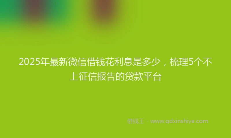 2025年最新微信借钱花利息是多少，梳理5个不上征信报告的贷款平台