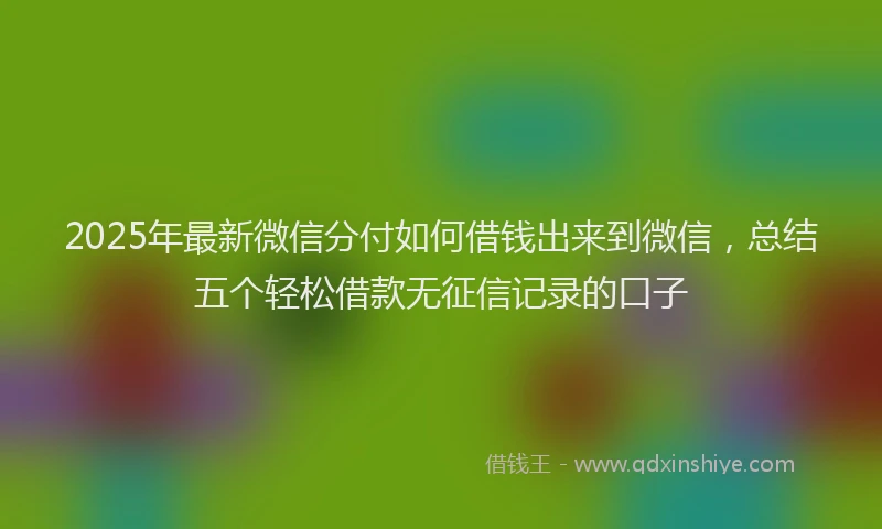 2025年最新微信分付如何借钱出来到微信，总结五个轻松借款无征信记录的口子