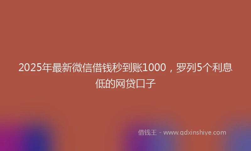 2025年最新微信借钱秒到账1000，罗列5个利息低的网贷口子