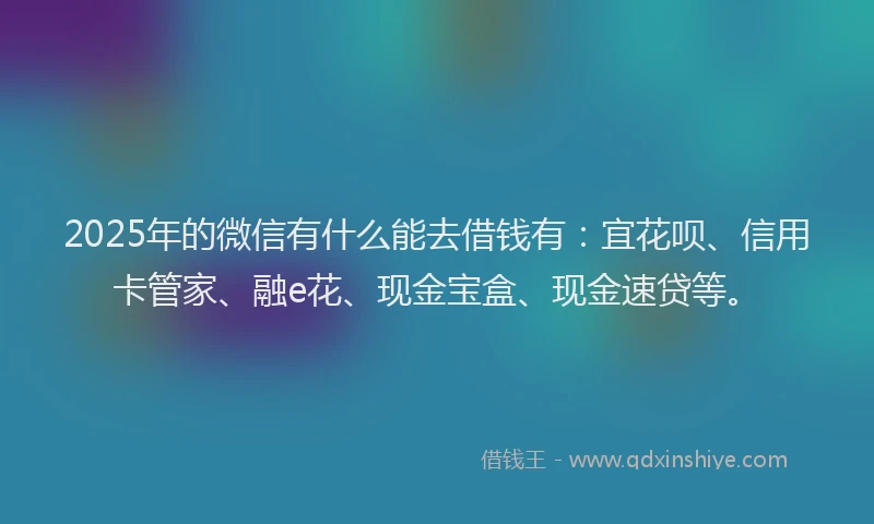 2025年的微信有什么能去借钱有：宜花呗、信用卡管家、融e花、现金宝盒、现金速贷等。