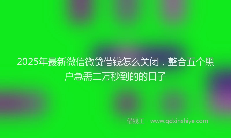 2025年最新微信微贷借钱怎么关闭，整合五个黑户急需三万秒到的的口子