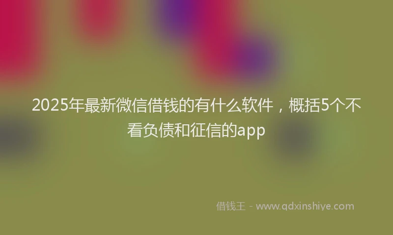 2025年最新微信借钱的有什么软件，概括5个不看负债和征信的app