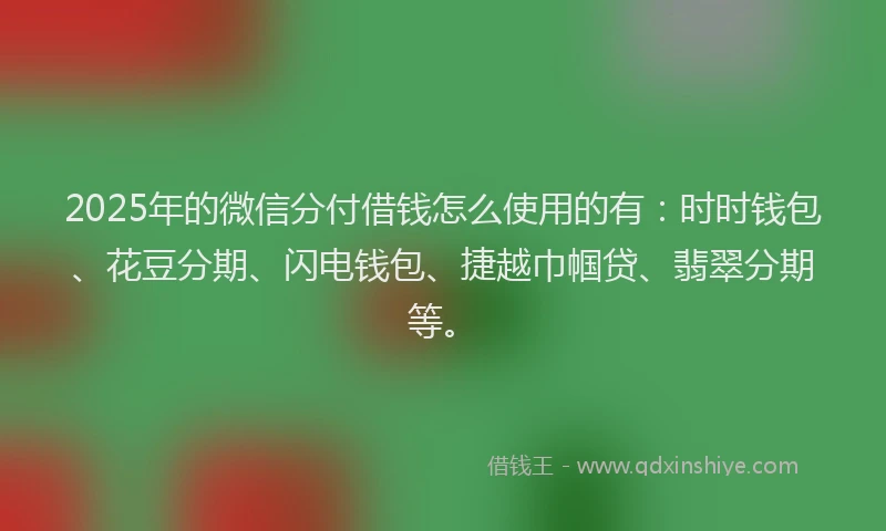 2025年的微信分付借钱怎么使用的有：时时钱包、花豆分期、闪电钱包、捷越巾帼贷、翡翠分期等。
