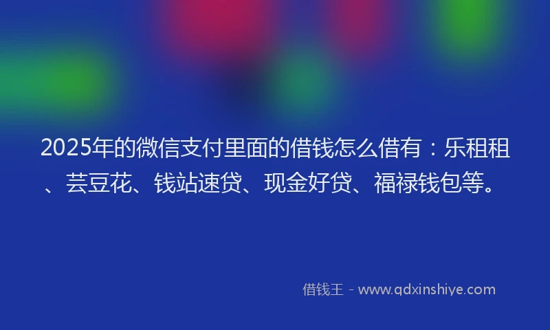2025年的微信支付里面的借钱怎么借有：乐租租、芸豆花、钱站速贷、现金好贷、福禄钱包等。