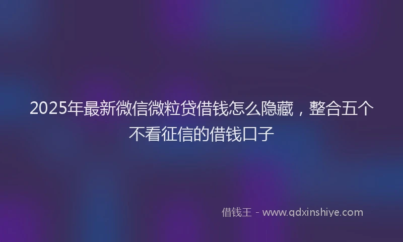 2025年最新微信微粒贷借钱怎么隐藏，整合五个不看征信的借钱口子